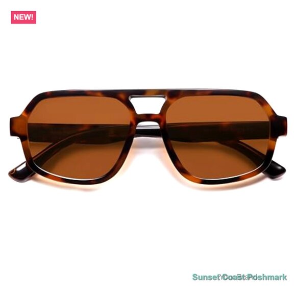 Polarized Retro Aviator Sunglasses Oversized Square Frame main image 6